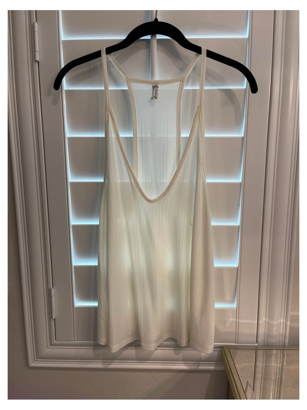 Free People Sheer Cream Ribbed Cami
